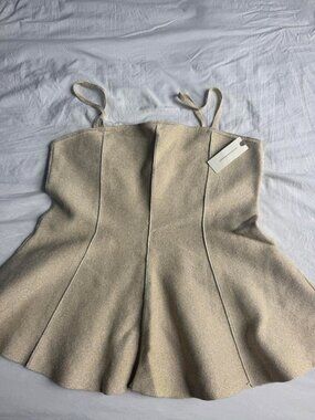 NWT By Anthropologie Metallic Gold Peplum Cami Top Size L